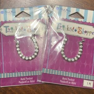 Bundle of 2 Blue Moon Beads Horseshoe Pendants